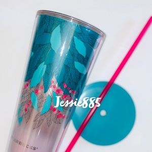 Teal & berry pink Tumbler Cherry Tree